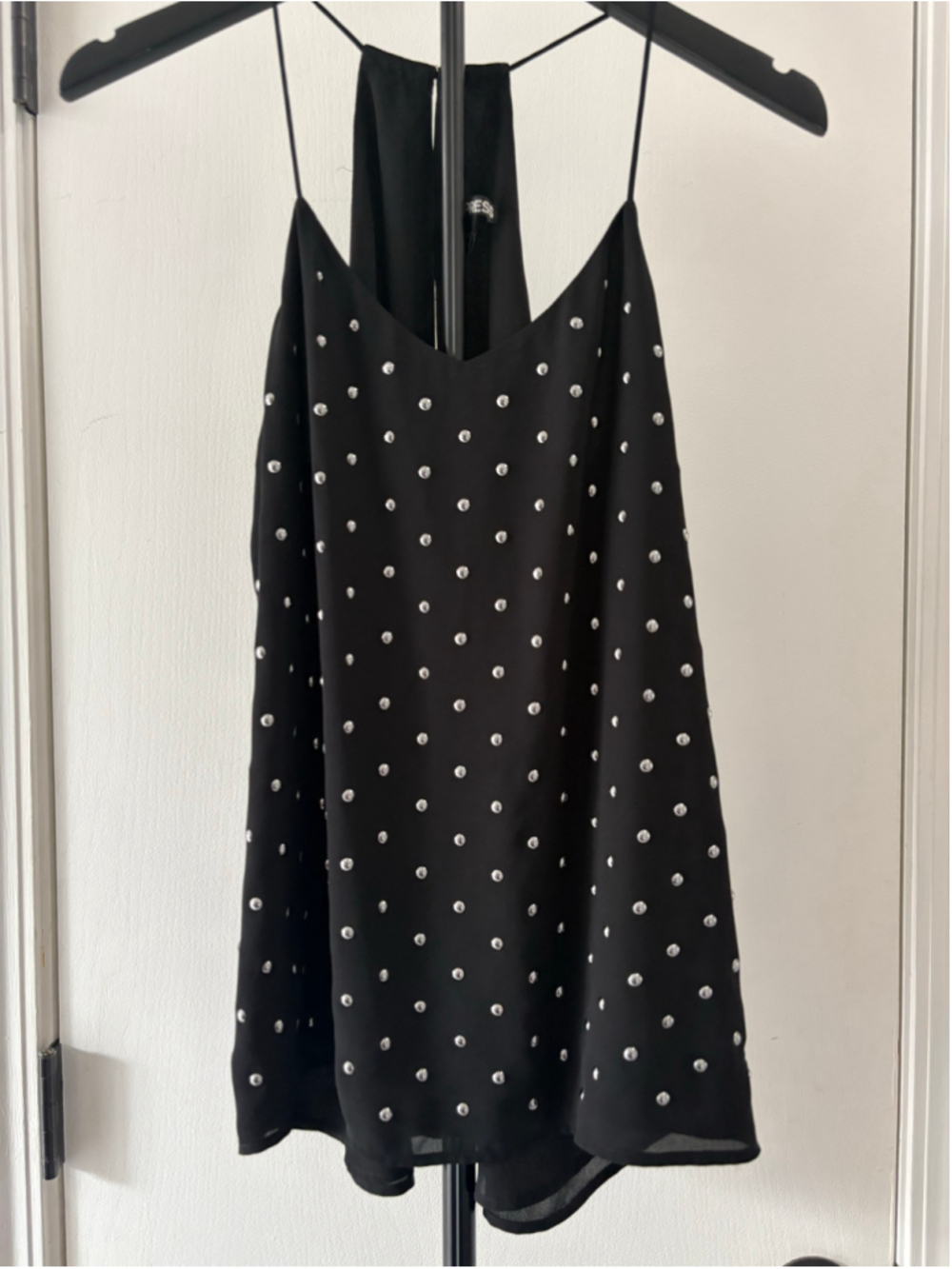 Express Black Studded Halter Top Size S Y2K Open Back Party Going Out Blouse